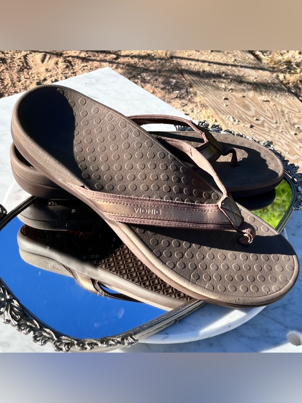 Vionic Tide II Sandal Flip-Flop Thong 12 Arch Support Comfort Brown Bronze